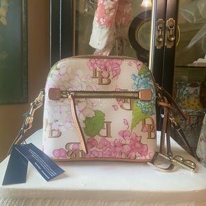 Signature Hydrangea Monogram domed crossbody.